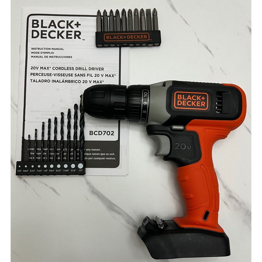 Black+Decker 20V Max Cordless Drill Driver BCD702 Open Box Tool Only